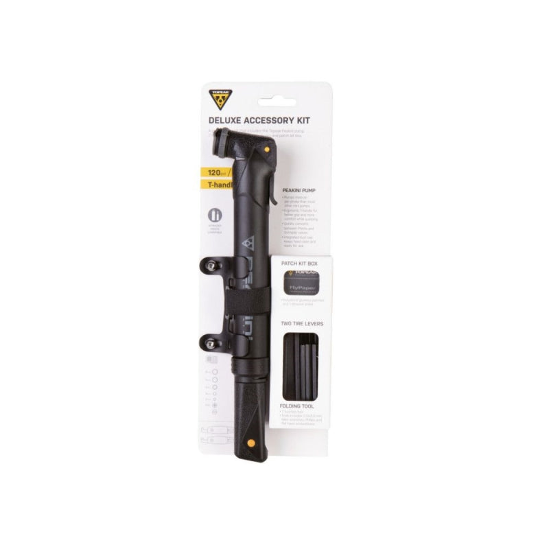 Topeak Deluxe Kit 7 Func Folding Tool X 2 Tyre Levers Peakini Patch Kit