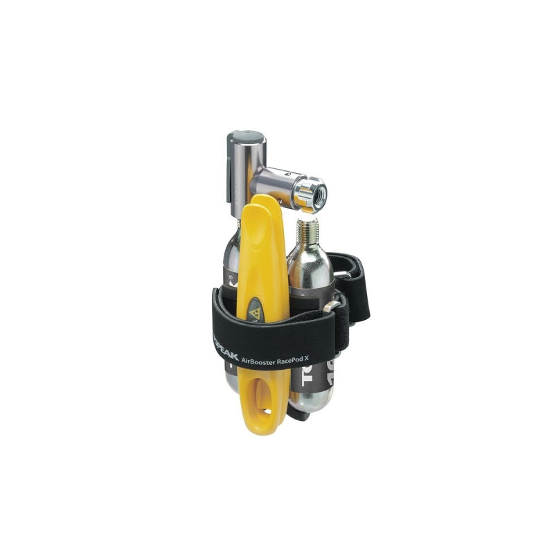 Topeak CO2 Airbooster Race Pod X Inflator + 2X Threaded 16G CO2 + 2X Tyre Levers