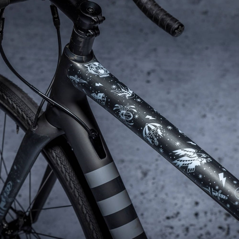 Dyedbro Frame Protection Wrap Gravel Old School Tattoo White Old School Tattoo White Frame Protection Wrap G