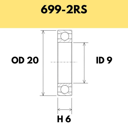 699-2RS B5 Bearing - 20OD X 9ID X 6H