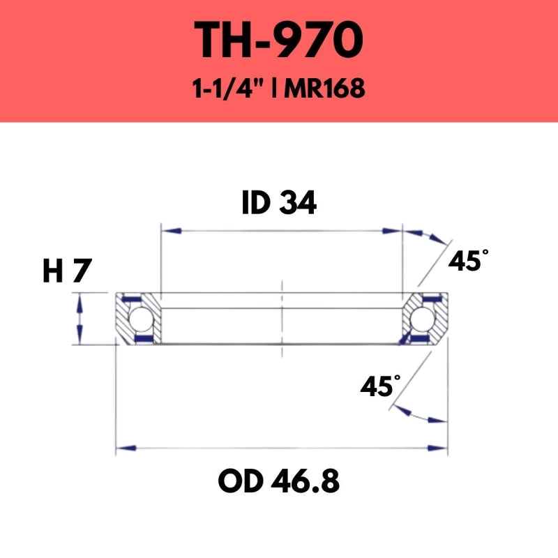 Fsa Components - 45X45 11/4 - 46.8OD X 34ID X 7H - 970S - Stainless