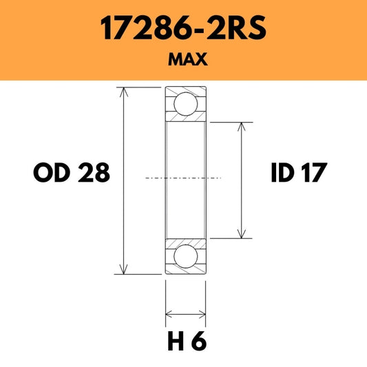 17286-2RS Max Bearing - 28OD X 17ID X 6H
