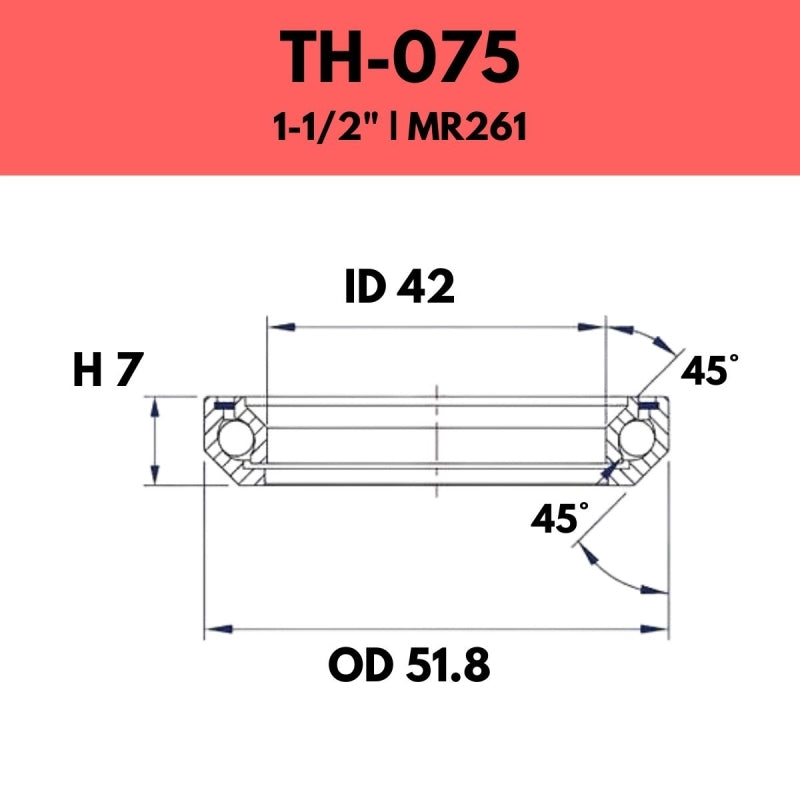 Fsa Components 45X45 1.5 - 51.8OD X 42ID X 7H - 075E - Suits Some Internal Routing Headsets