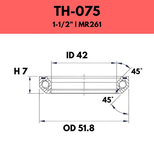 Fsa Components 45X45 1.5 - 51.8OD X 42ID X 7H - 075E - Suits Some Internal Routing Headsets