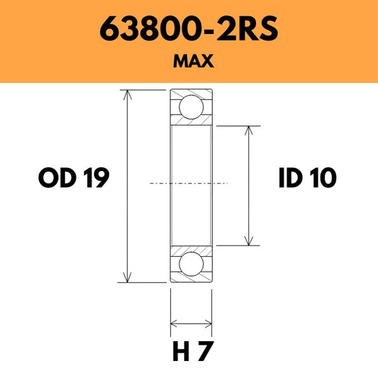 63800-2RS Max Bearing - 19OD X 10ID X 7H