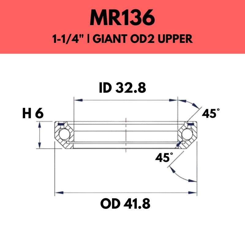 Fsa Components - 45X45 1.5 - 41.8OD X 32.8ID X 6H - MR136 - Giant OD2 Upper