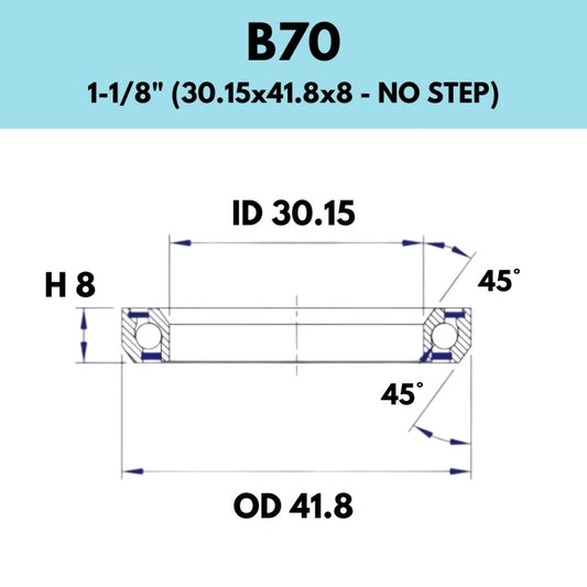 Black Bearing - 45X45 11/8 - 41.8OD X 30.5ID X 8H - 870 - B70