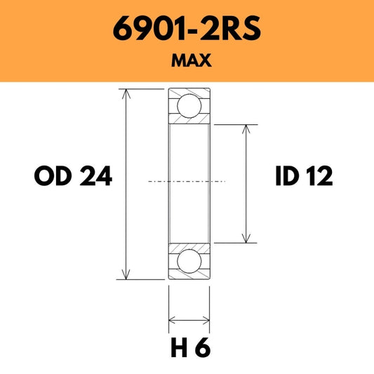 6901-2RS Max Bearing - 24OD X 12ID X 6H