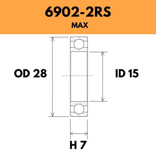 6902-2RS Max Bearing - 28OD X 15ID X 7H
