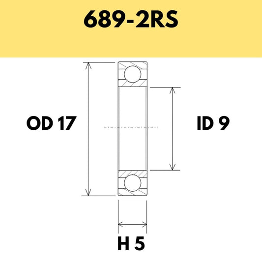 689-2RS B5 Bearing - 17OD X 9ID X 5H