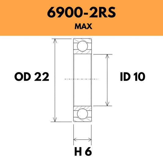 6900-2RS Max Bearing - 22OD X 10ID X 6H