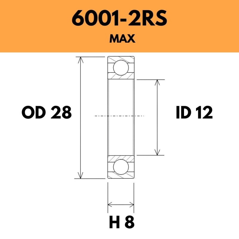 6001-2RS Max Bearing - 28OD X 12ID X 8H