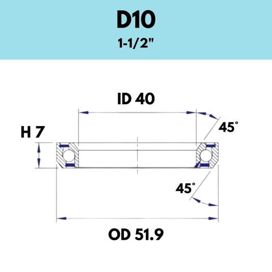 Black Bearing - 45X45 1.5 - 51.9OD X 40ID X 7H - D10