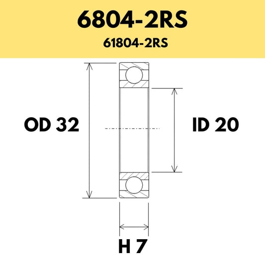 6804-2RS B5 Bearing - 32OD X 20ID X 7H